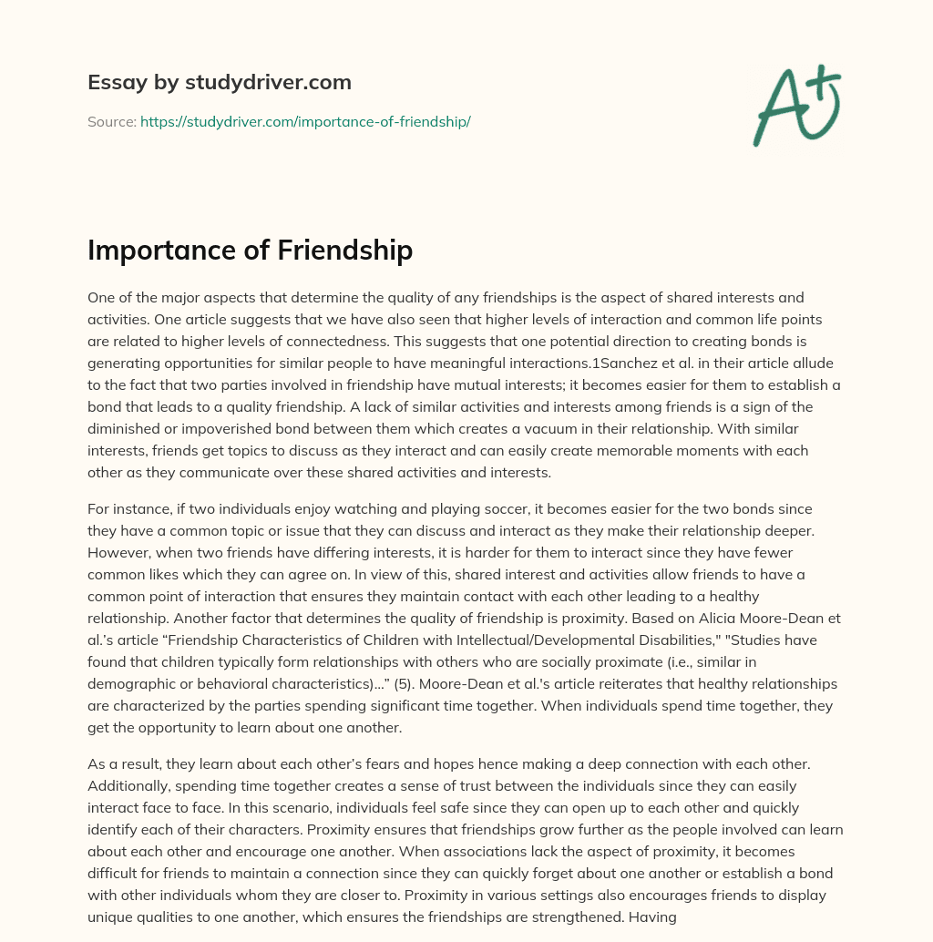 Importance of Friendship essay