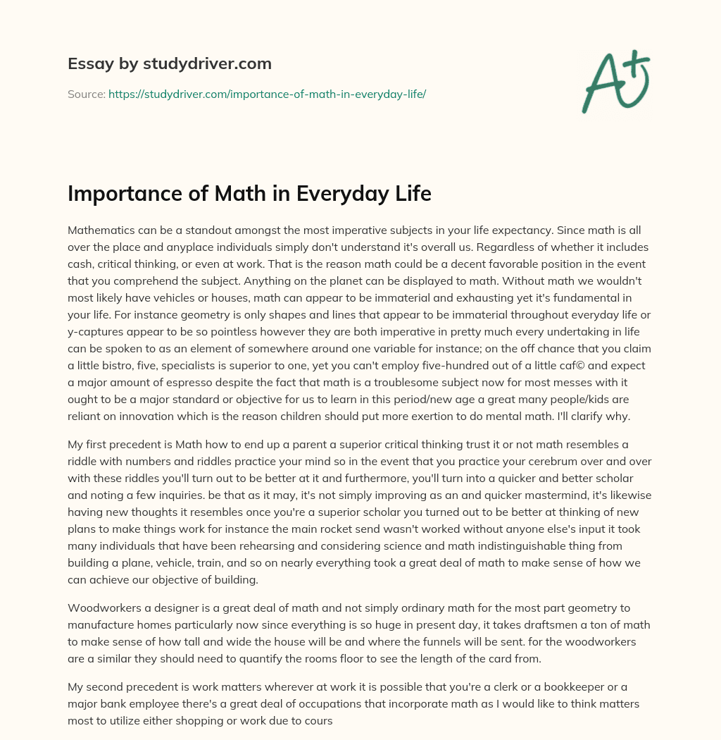 Importance of Math in Everyday Life essay