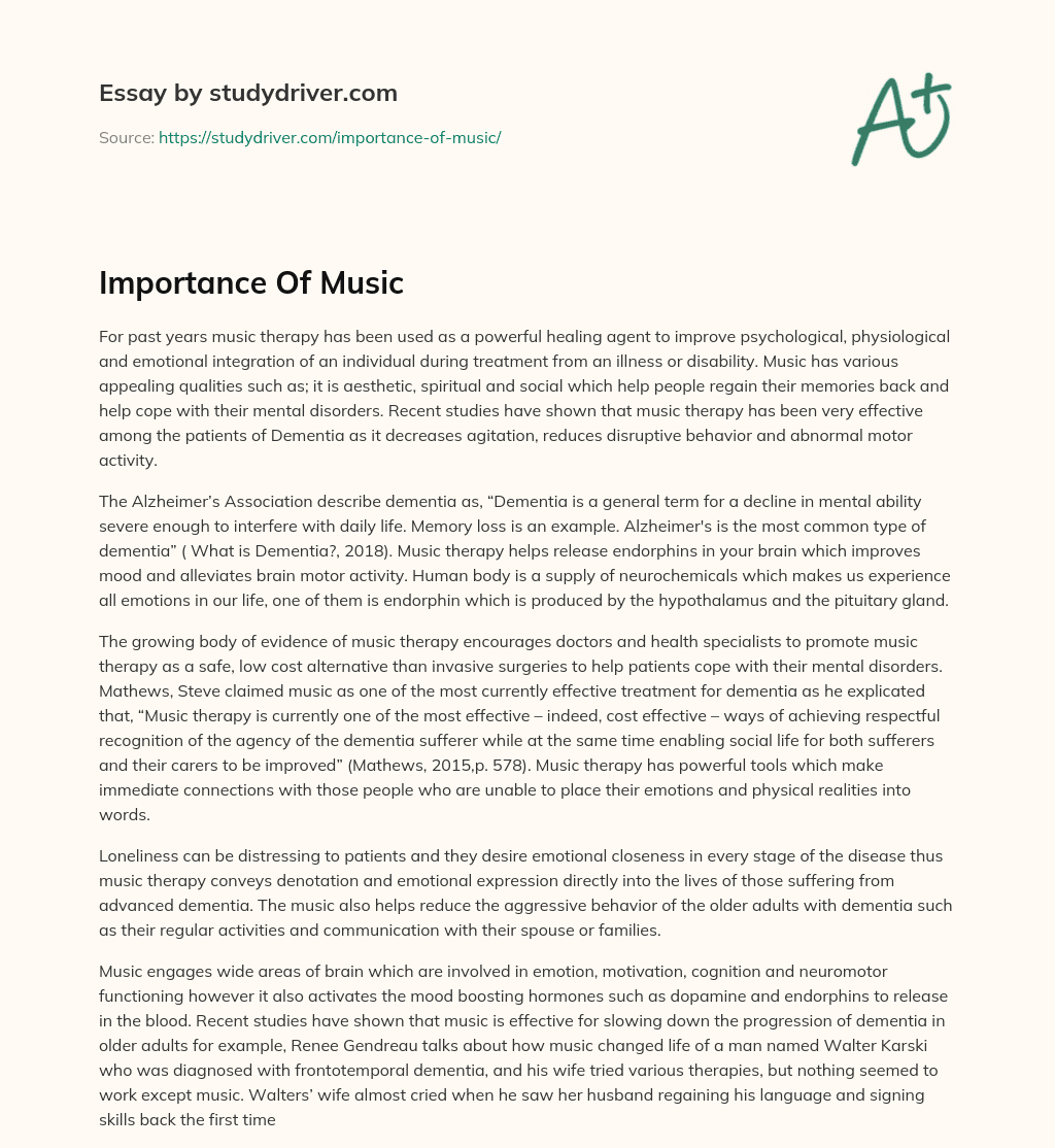 Importance of Music essay