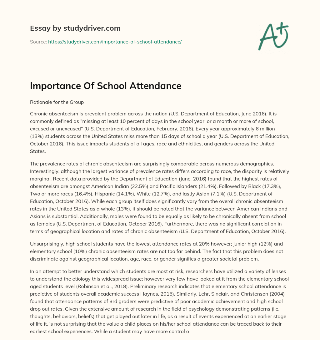 Importance of School Attendance essay