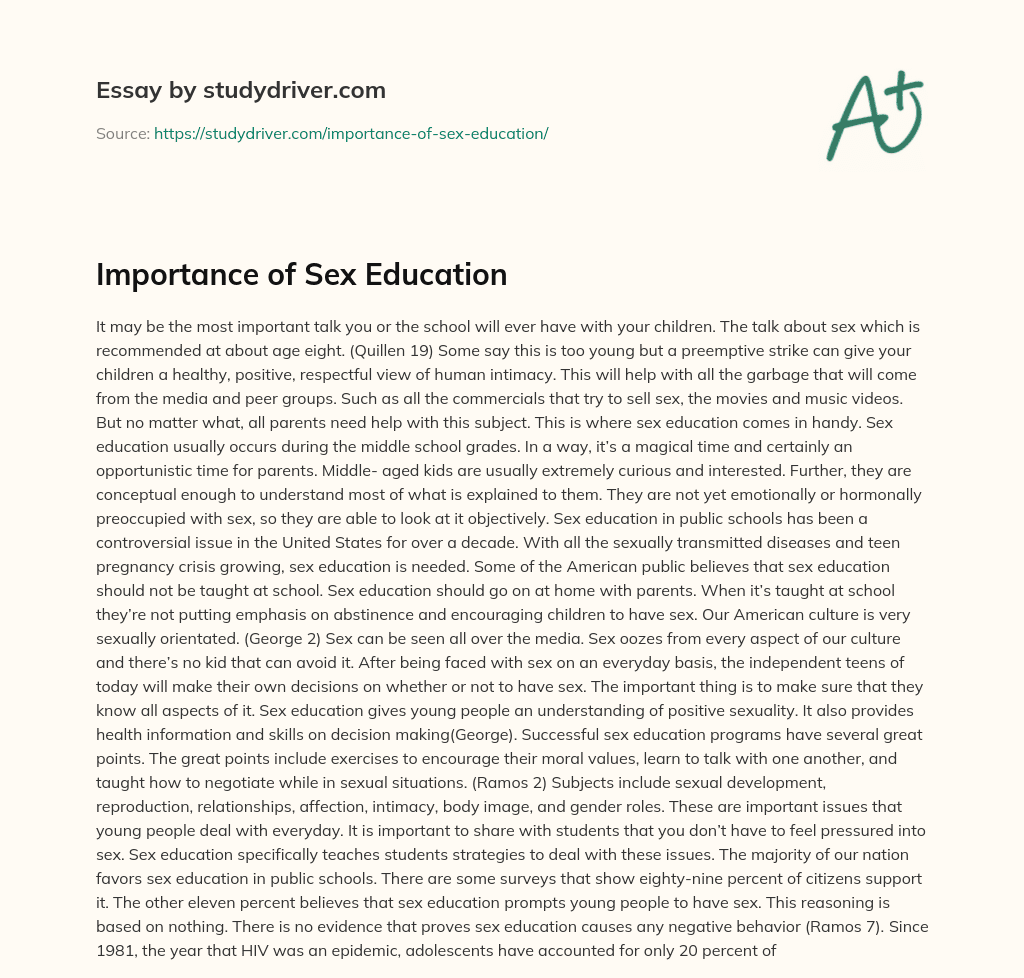 Importance of Sex Education essay