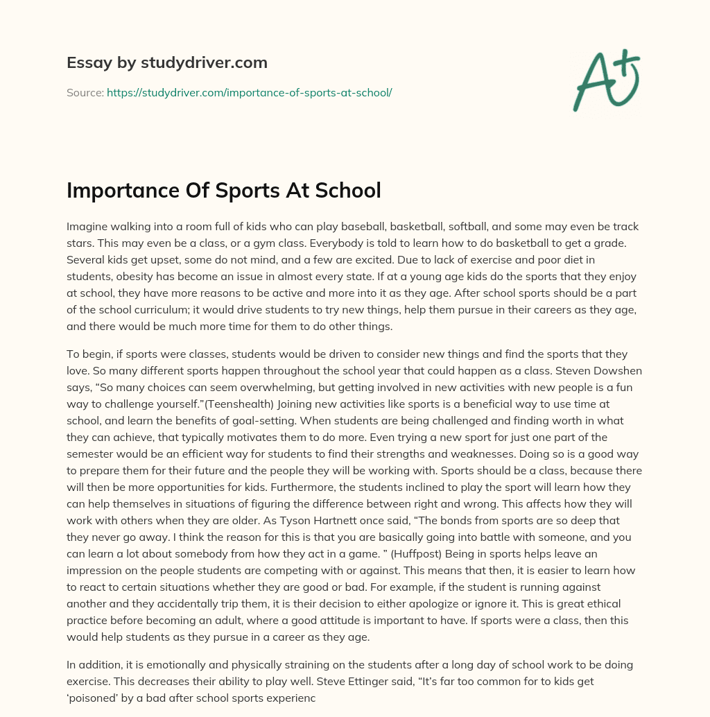 Importance of Sports at School essay
