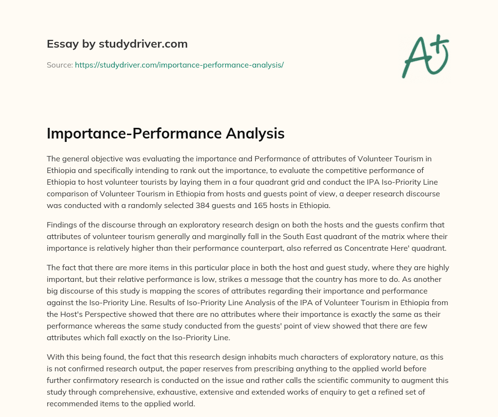 Importance-Performance Analysis essay