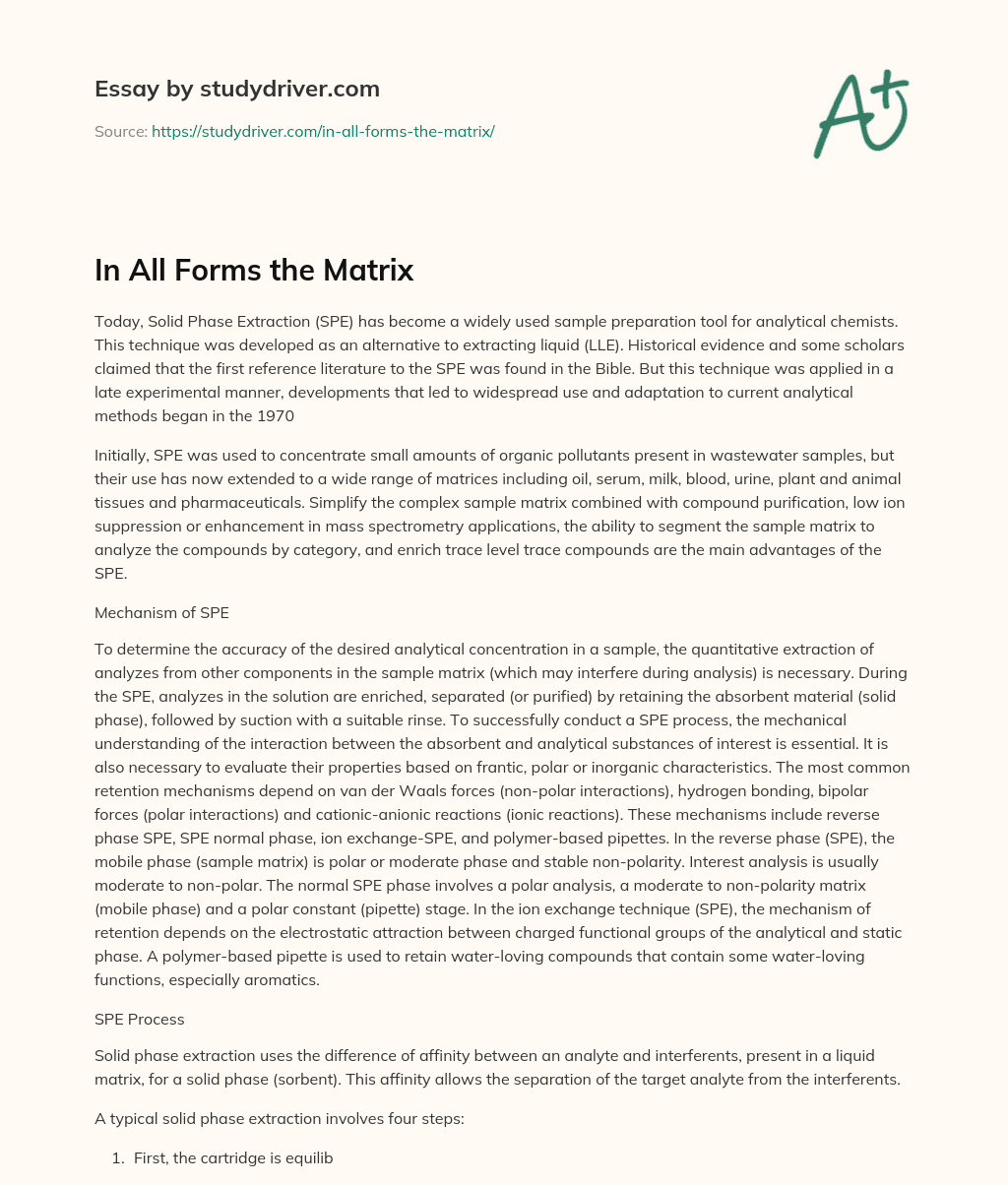 In all Forms the Matrix essay