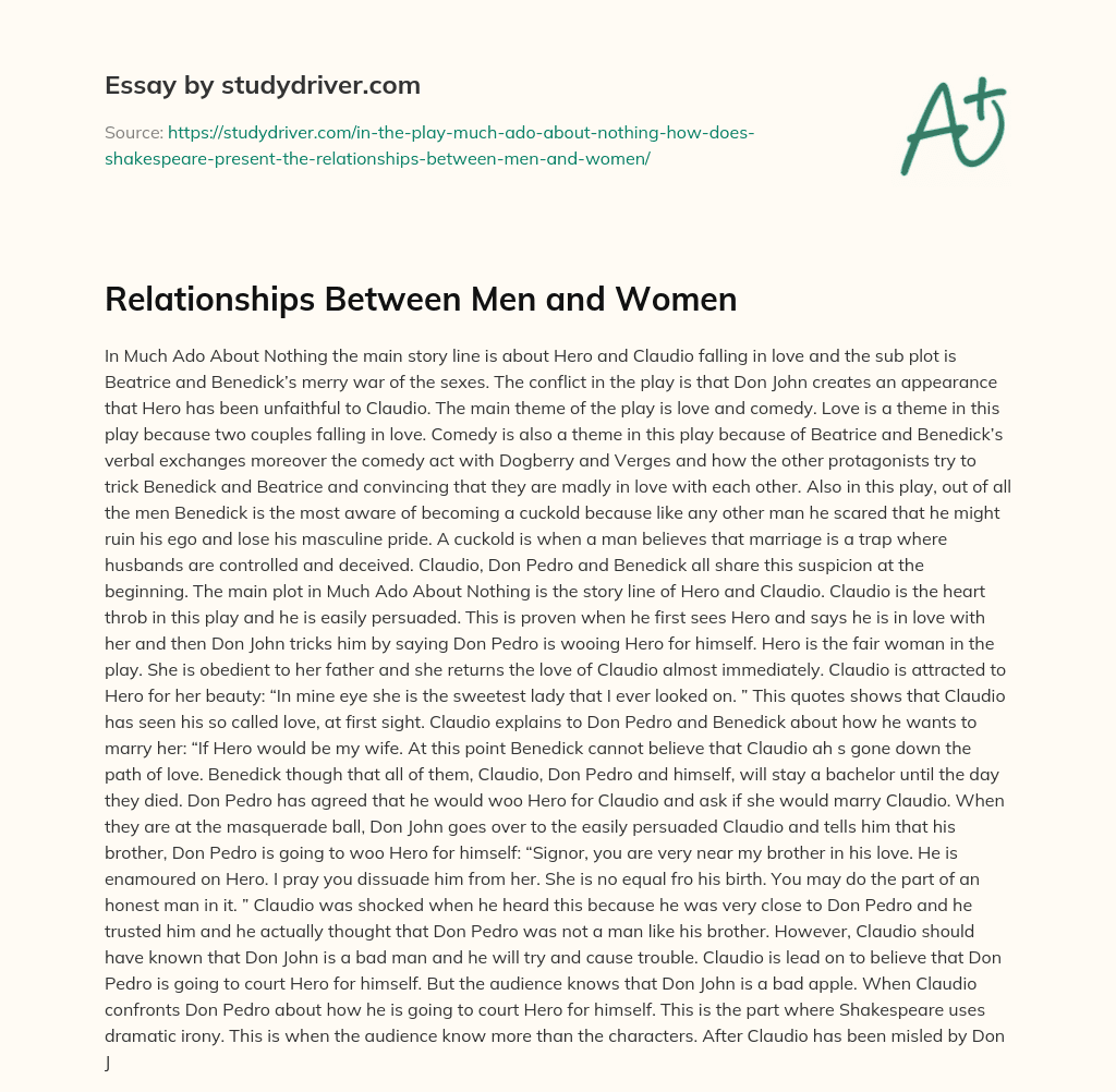 Relationships between Men and Women essay