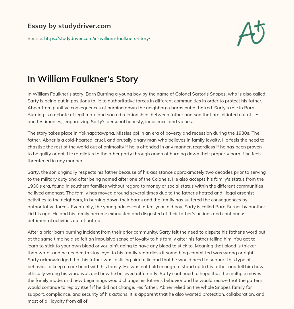 In William Faulkner’s Story essay