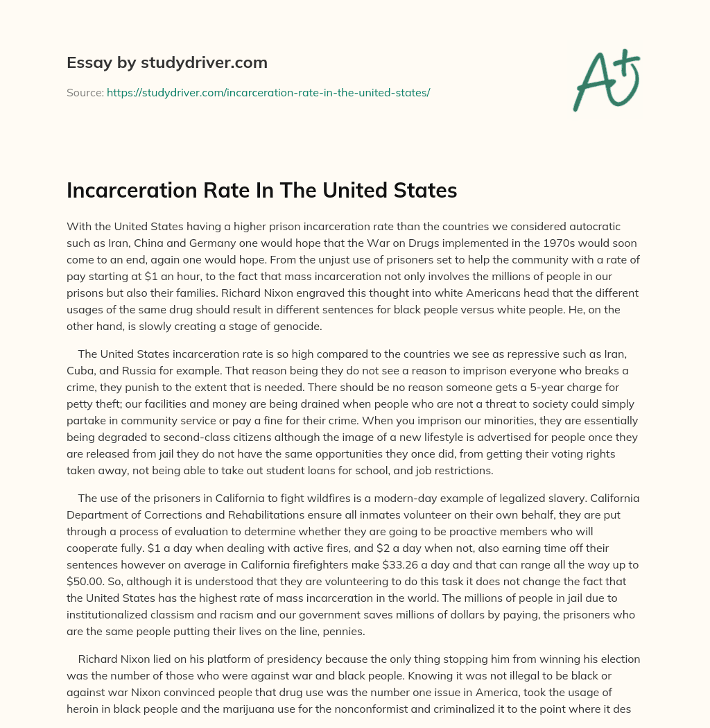Incarceration Rate in the United States essay