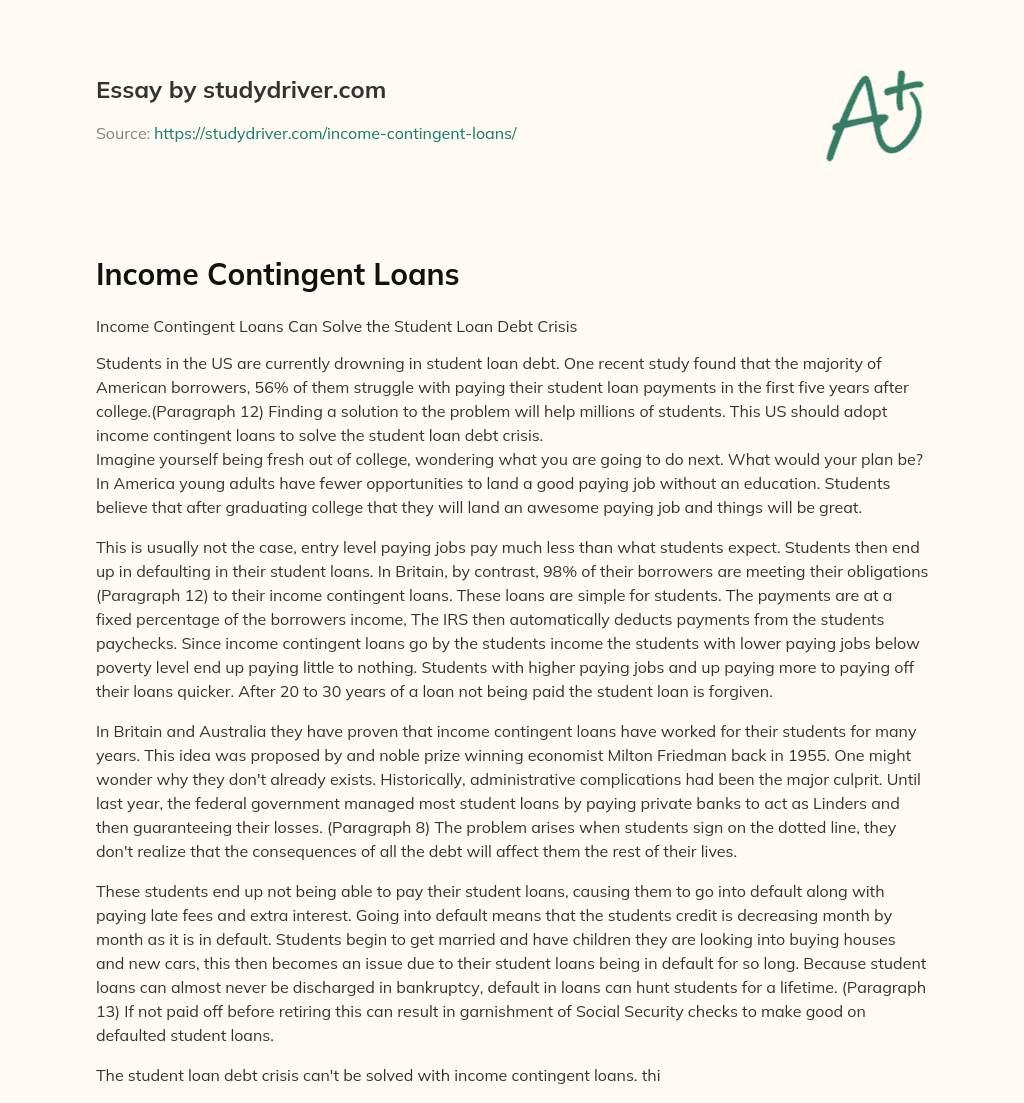Income Contingent Loans essay
