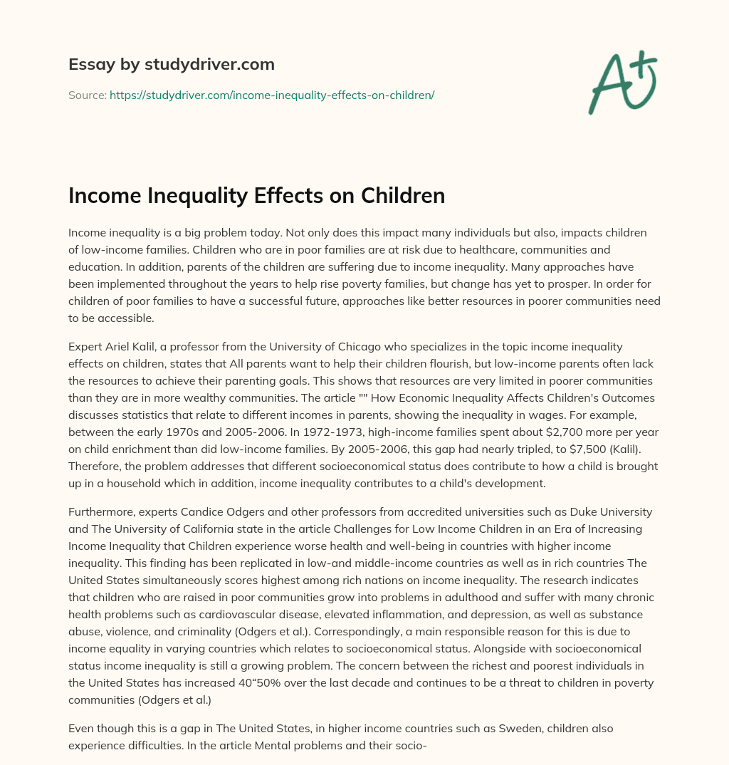 Income Inequality Effects on Children essay