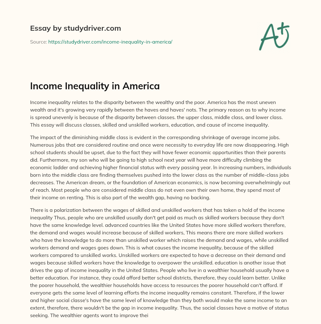 Income Inequality in America essay
