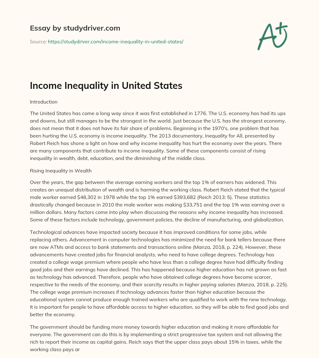 Income Inequality in United States essay