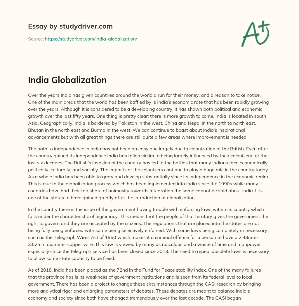 India Globalization  essay