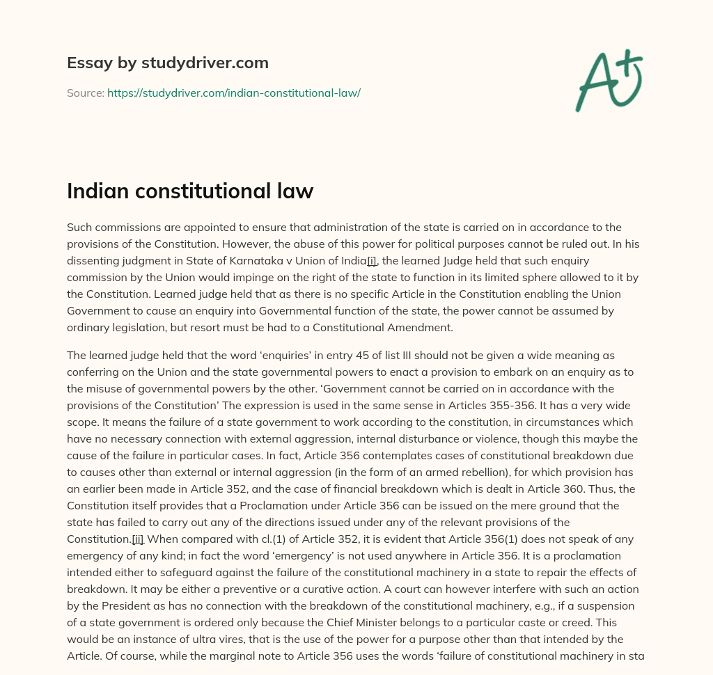 Indian Constitutional Law essay