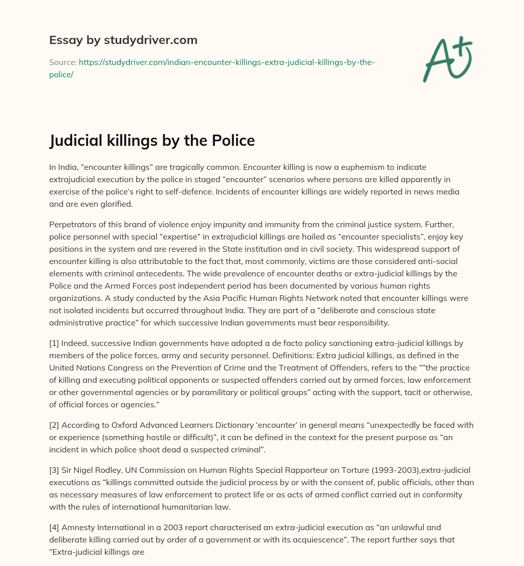 Judicial Killings by the Police essay