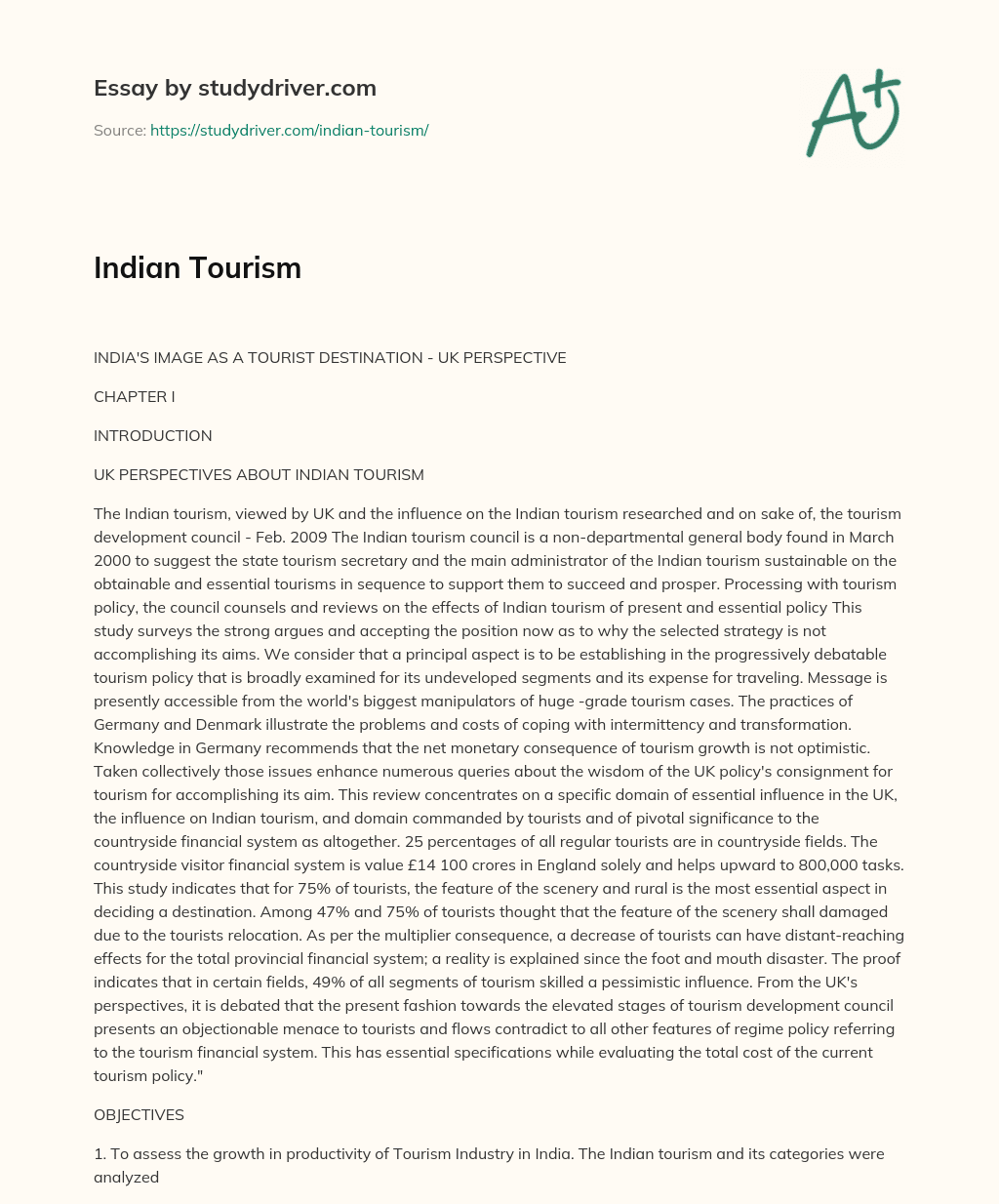 Indian Tourism essay