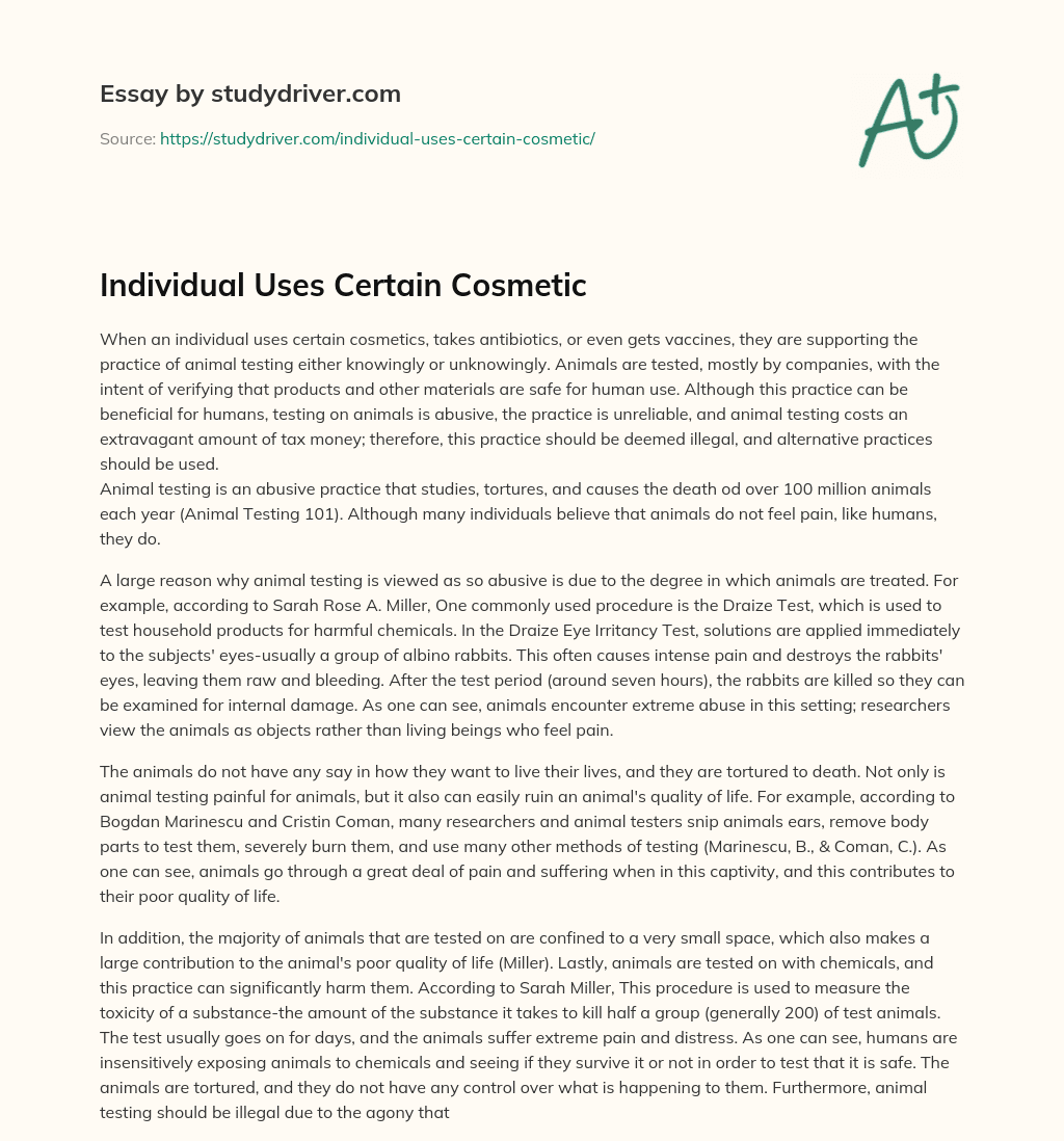 Individual Uses Certain Cosmetic essay
