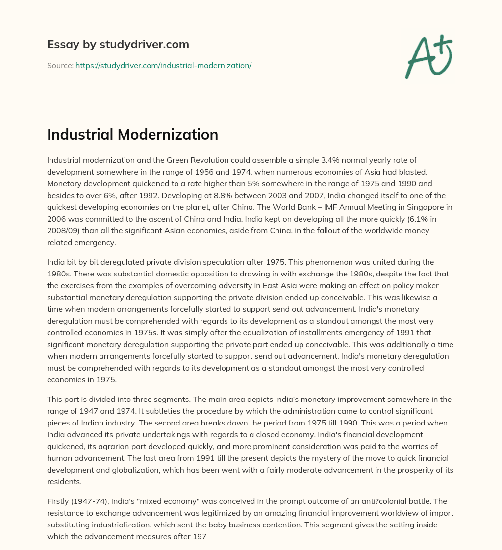 Industrial Modernization essay