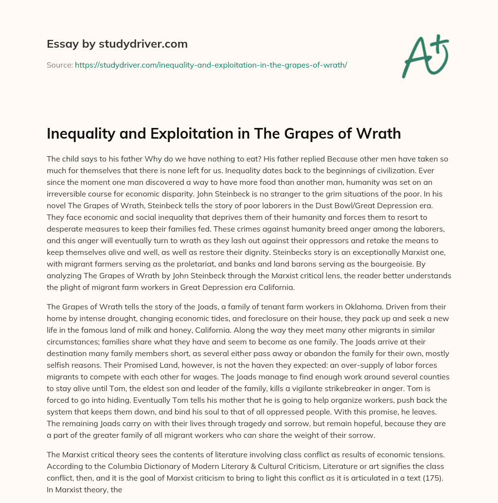 Inequality and Exploitation in the Grapes of Wrath essay
