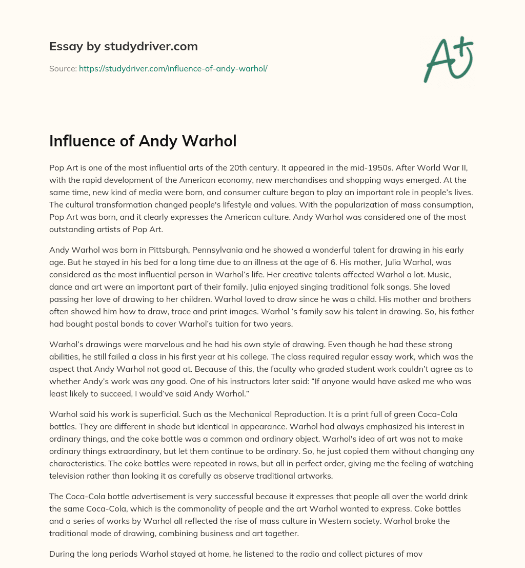 Influence of Andy Warhol essay