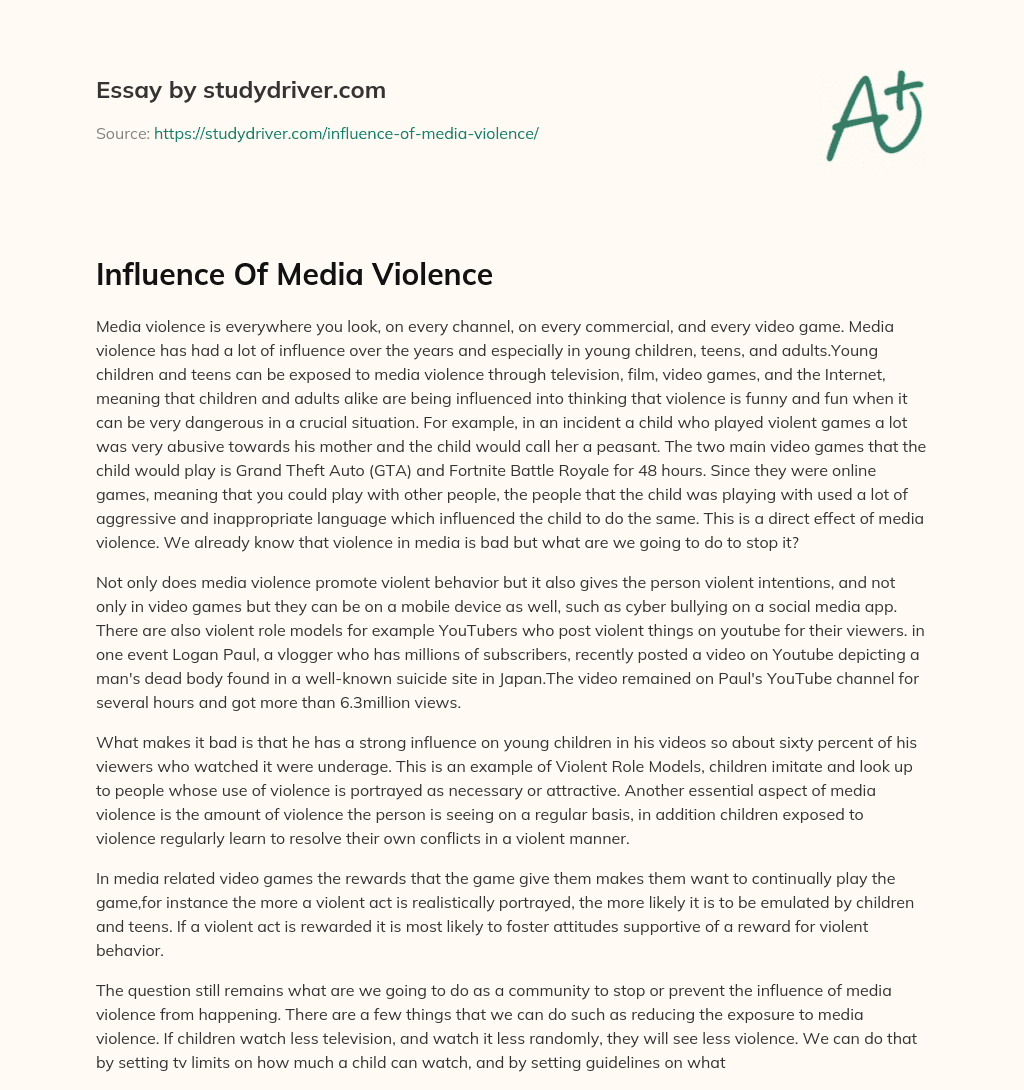Influence of Media Violence essay