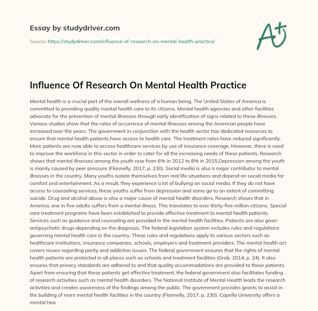 Influence of Research on Mental Health Practice essay