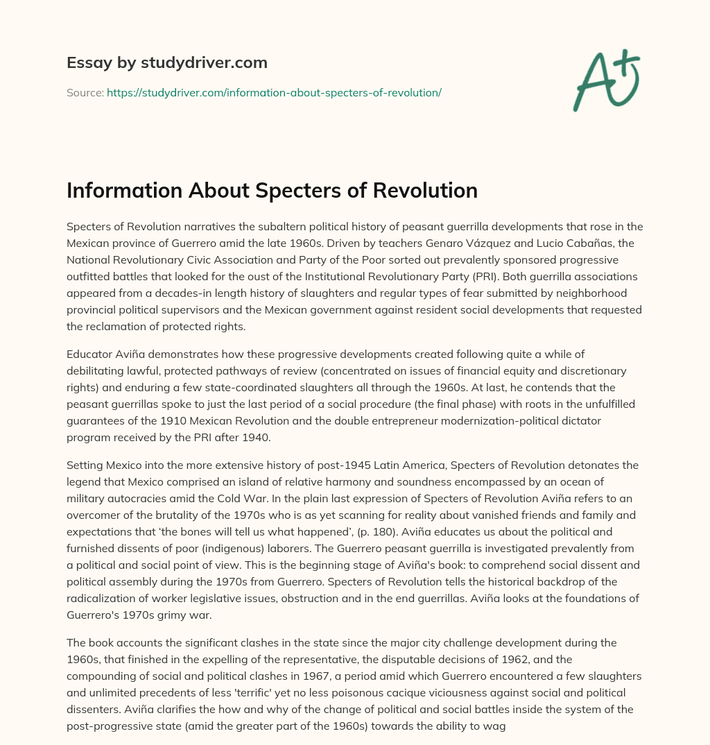 Information about Specters of Revolution essay