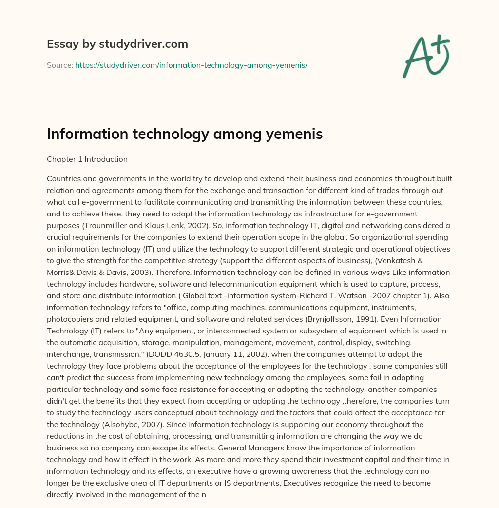 Information Technology Among Yemenis essay