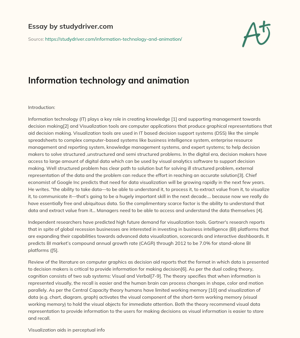 Information Technology and Animation essay