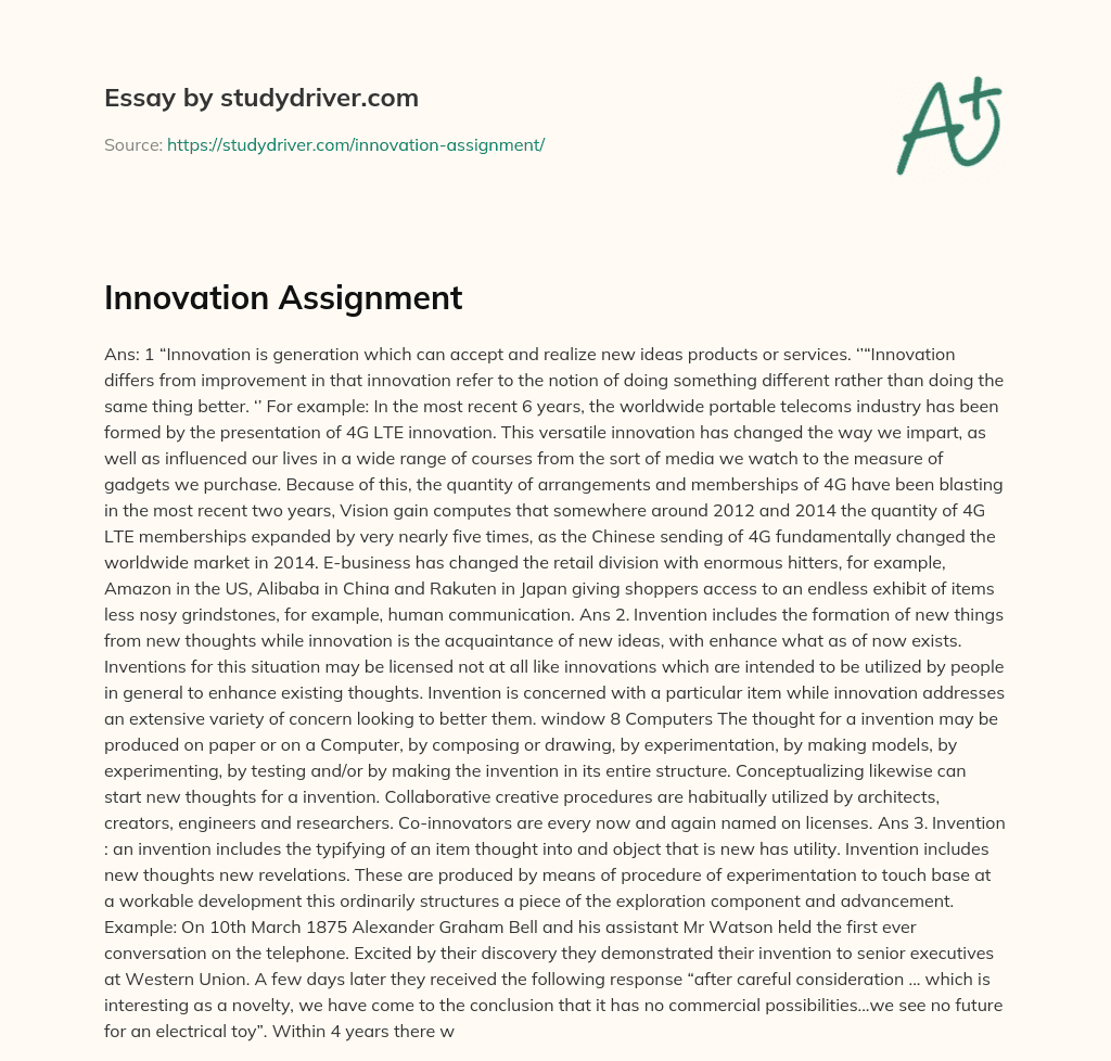Innovation Assignment essay