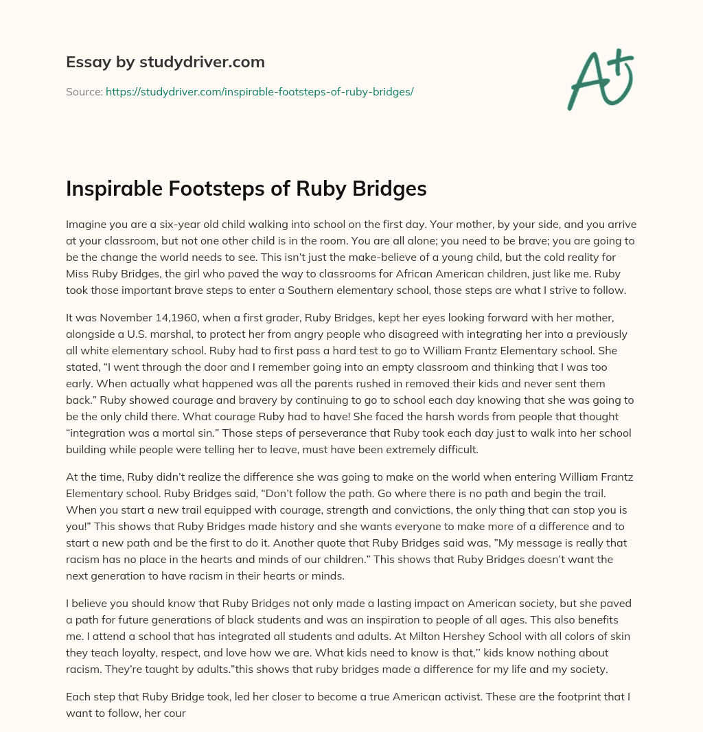 Inspirable Footsteps of Ruby Bridges essay