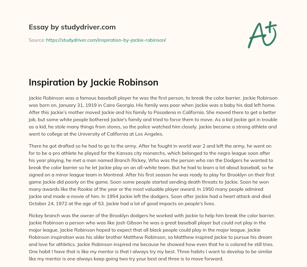Inspiration by Jackie Robinson essay