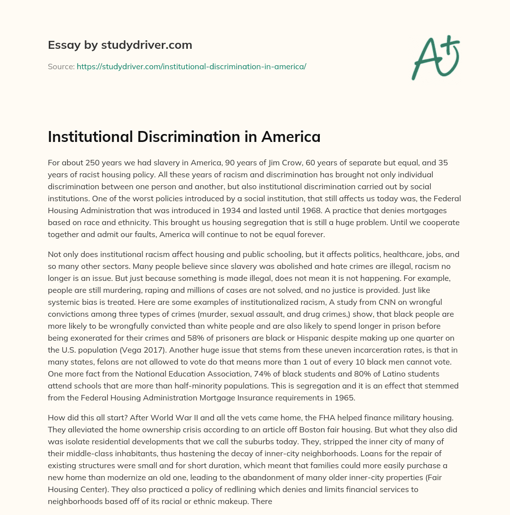 Institutional Discrimination in America essay