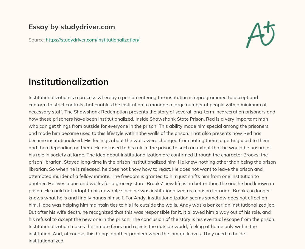 Institutionalization essay