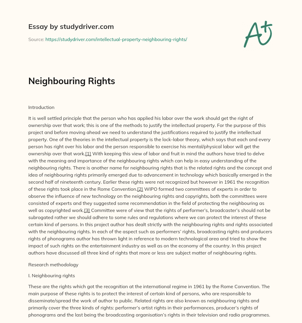 Neighbouring Rights essay