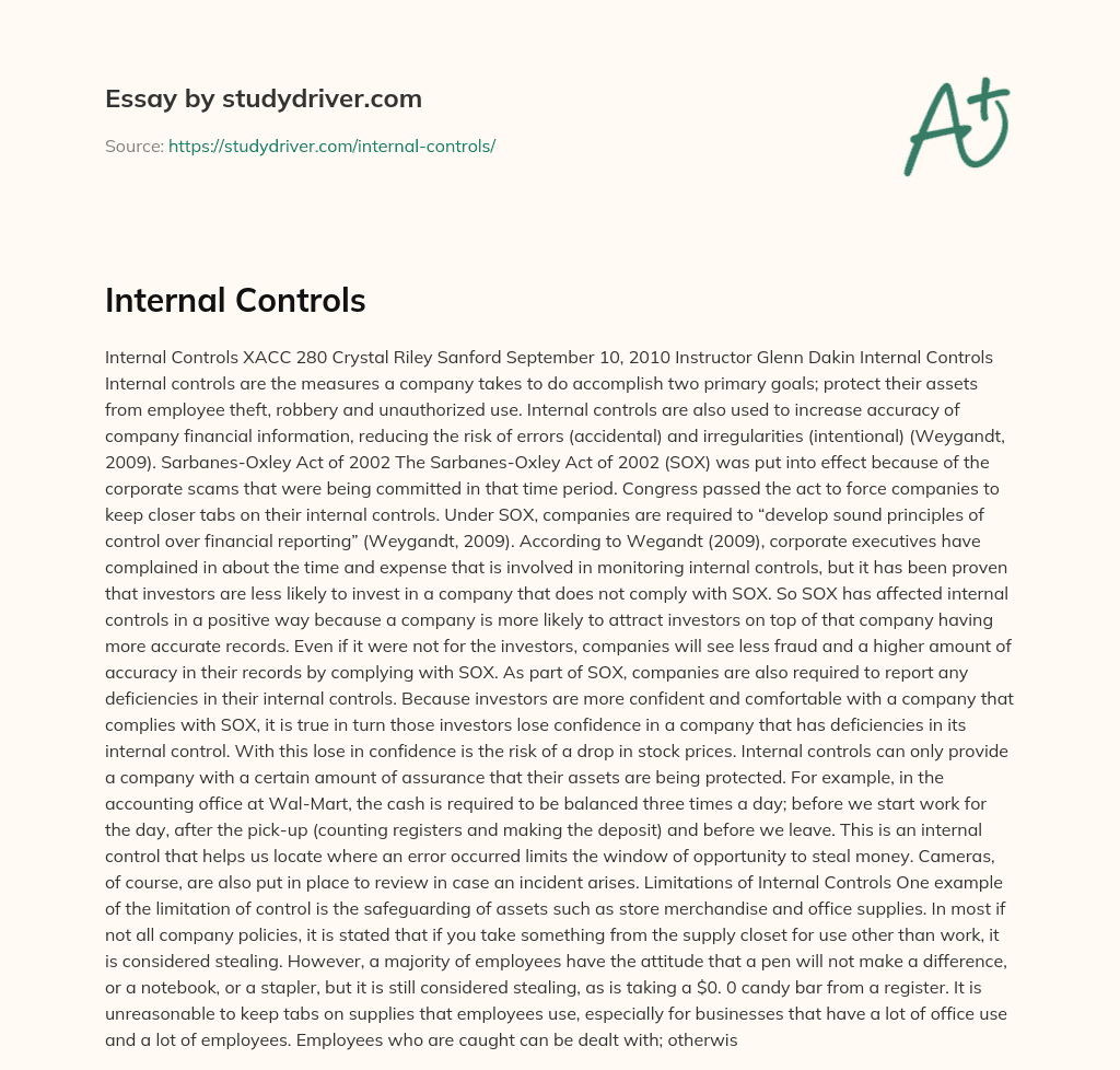 Internal Controls essay