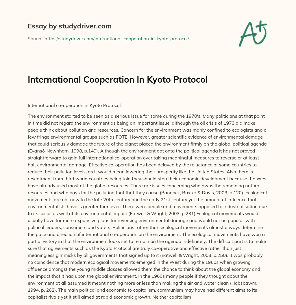 International Cooperation in Kyoto Protocol essay