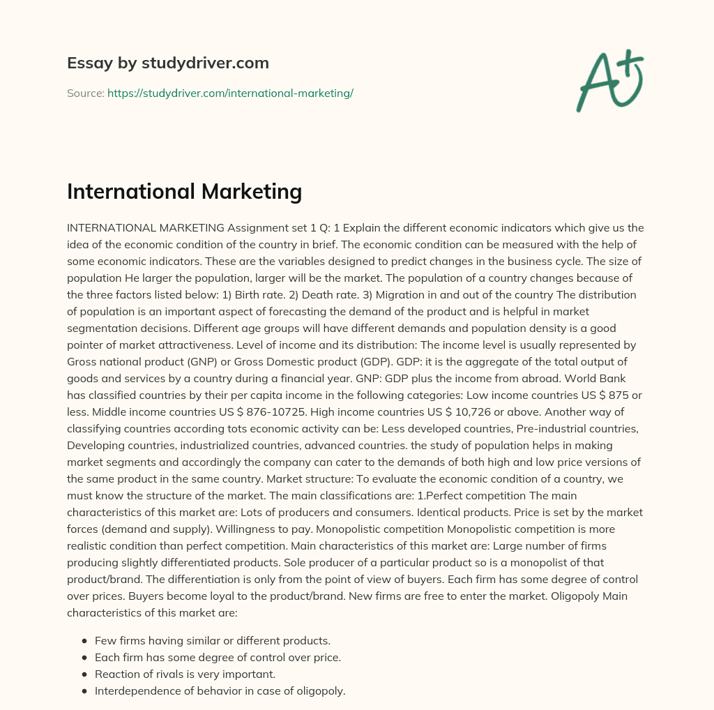 International Marketing essay