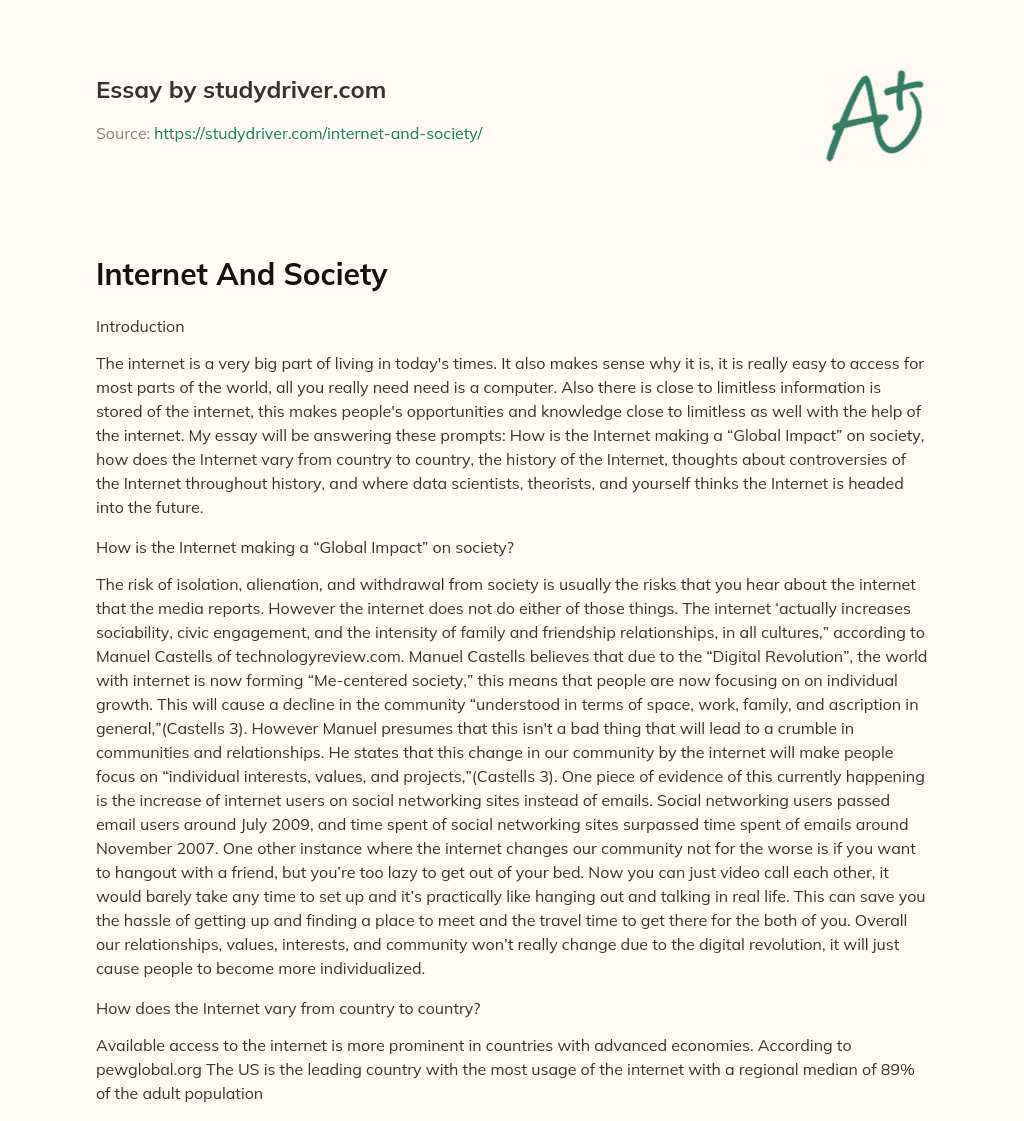 Internet and Society essay
