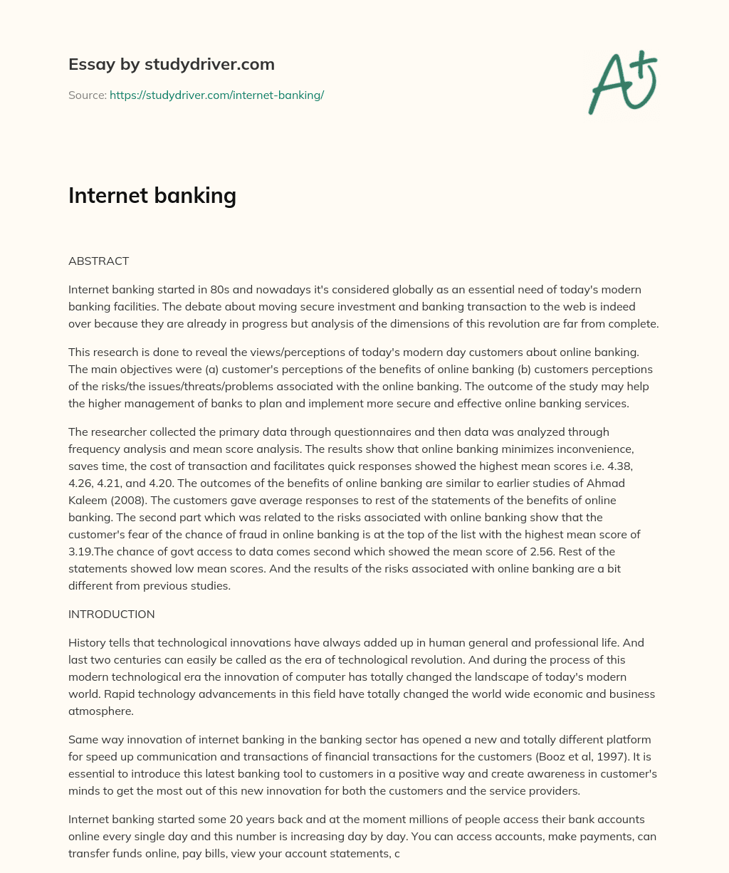 Internet Banking essay