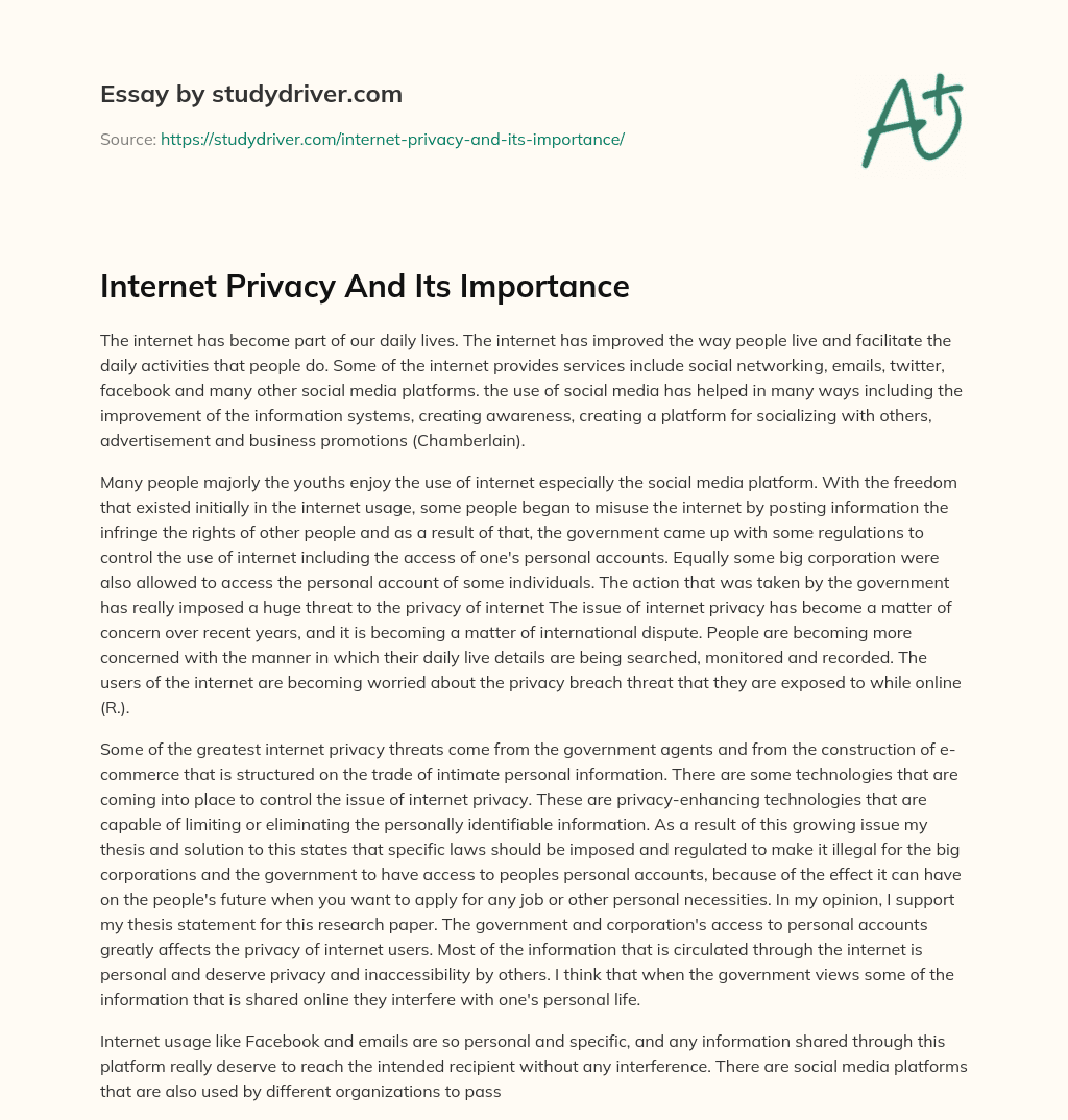 Internet Privacy and its Importance essay