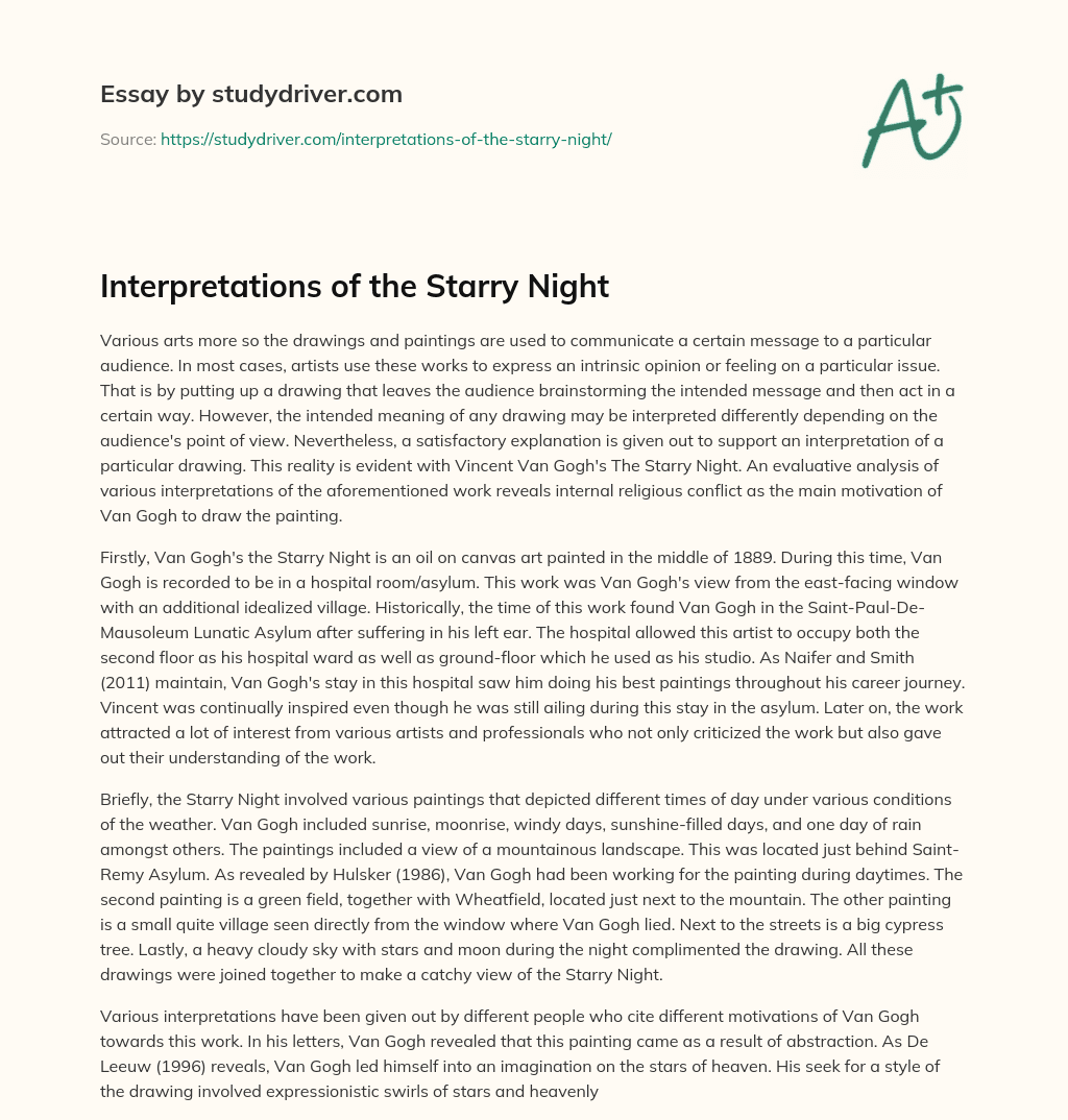 Interpretations of the Starry Night essay