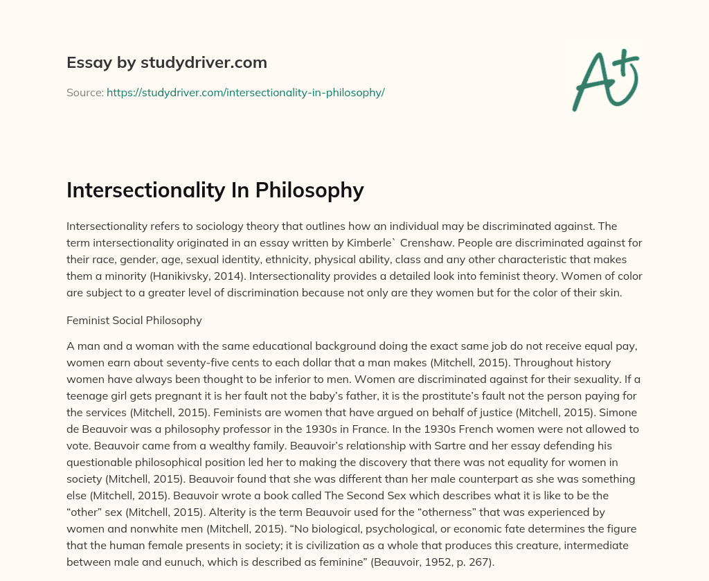Intersectionality in Philosophy essay