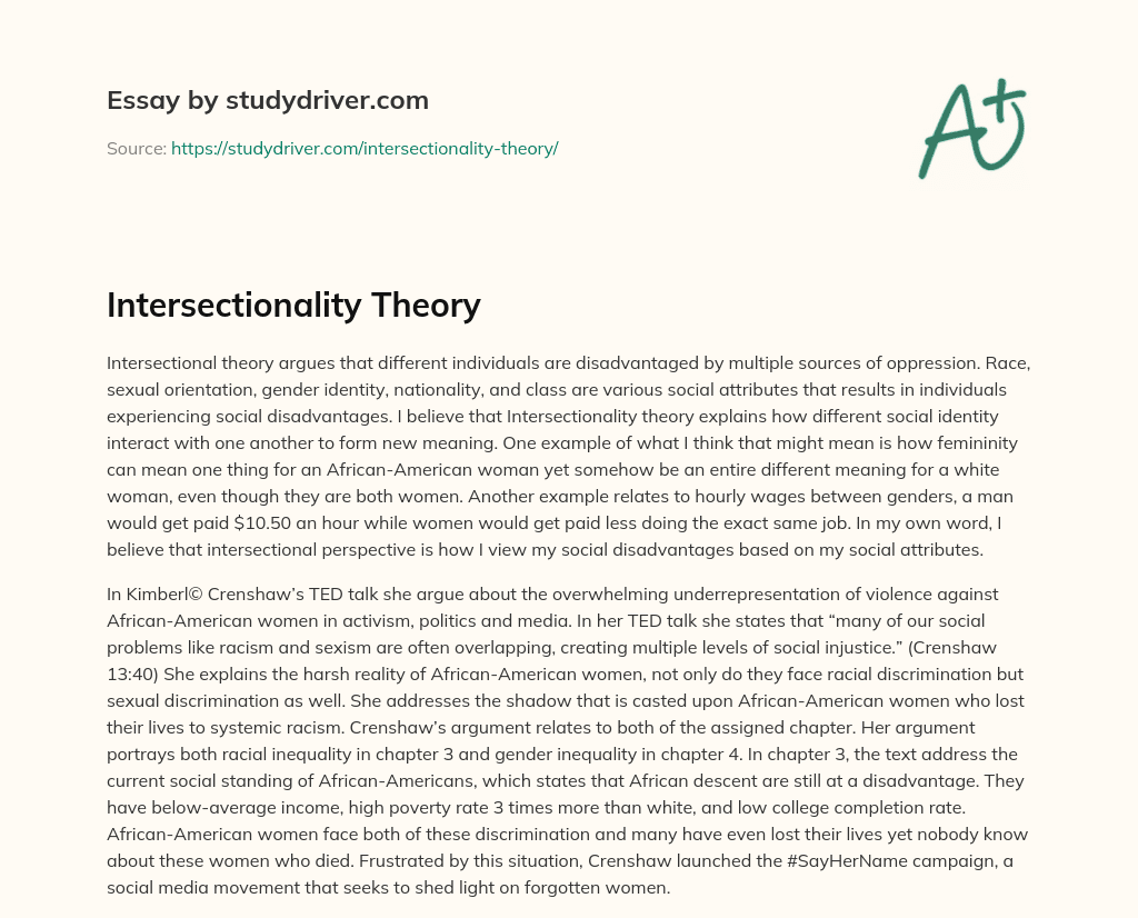 Intersectionality  Theory essay