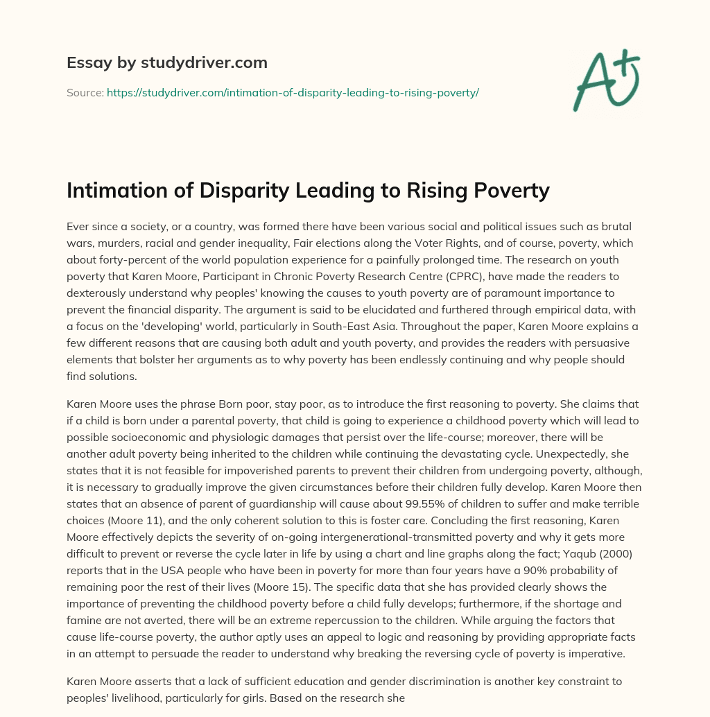 Intimation of Disparity Leading to Rising Poverty essay