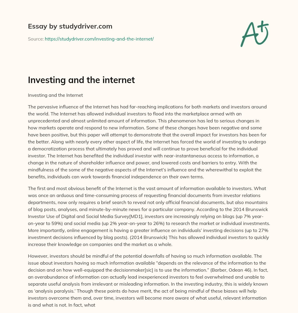 Investing and the Internet essay