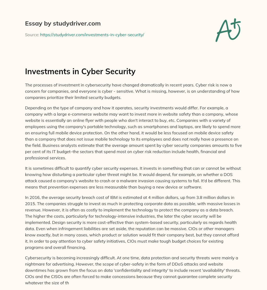 Investments in Cyber Security essay