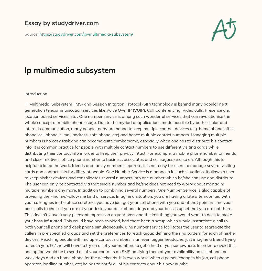 Ip Multimedia Subsystem essay