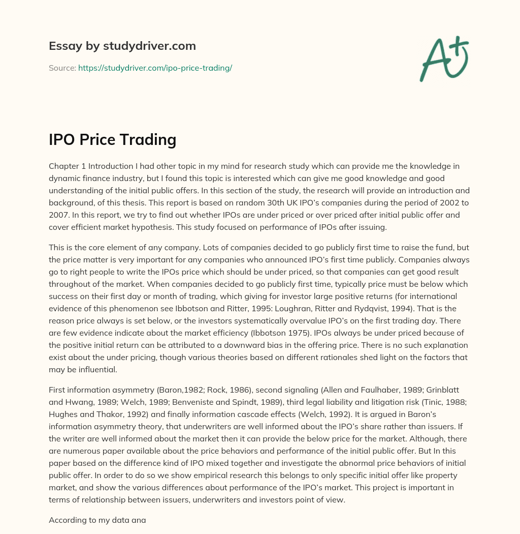 IPO Price Trading essay