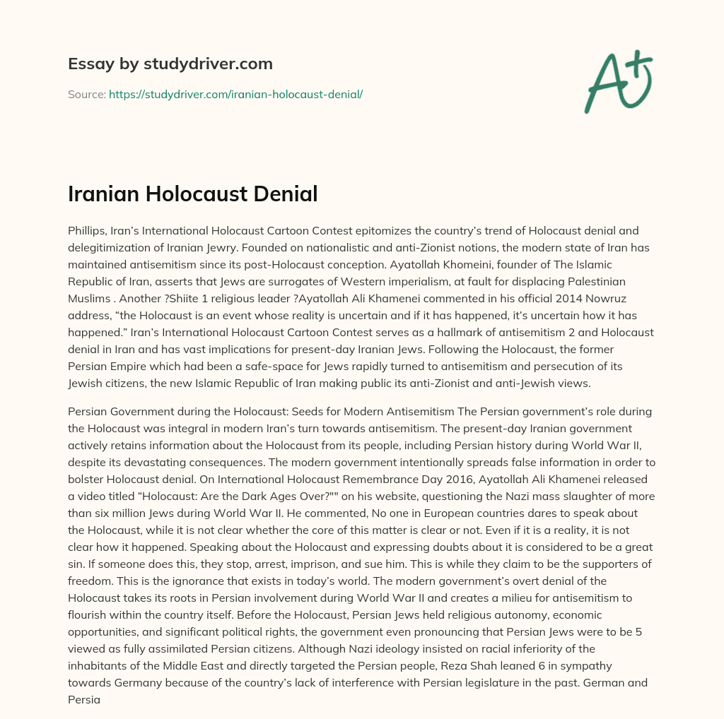 Iranian Holocaust Denial essay