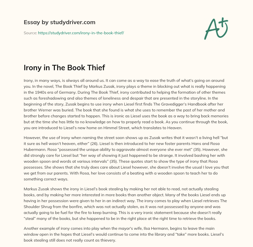 Irony in the Book Thief essay